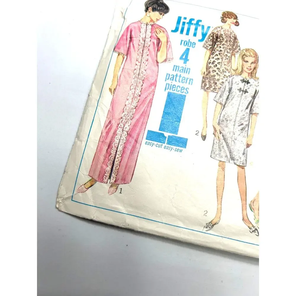 Simplicity Vintage 1960's Pattern #6795 One Piece Jiffy Robe Two Lengths Size 14